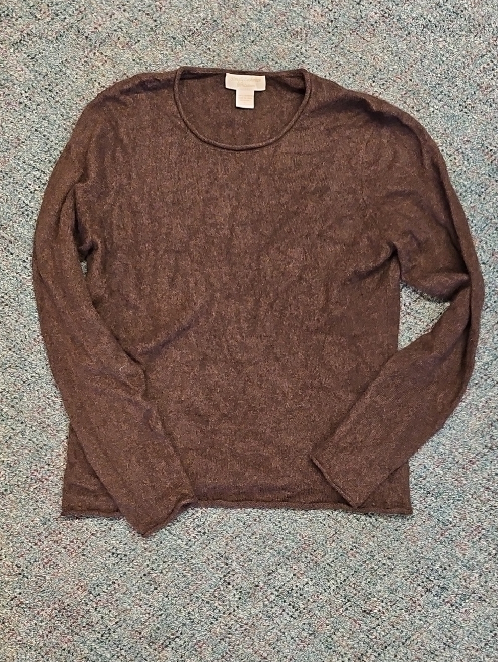 Simply Cashmere Brown Cashmere Crewneck Sweater Lrg.